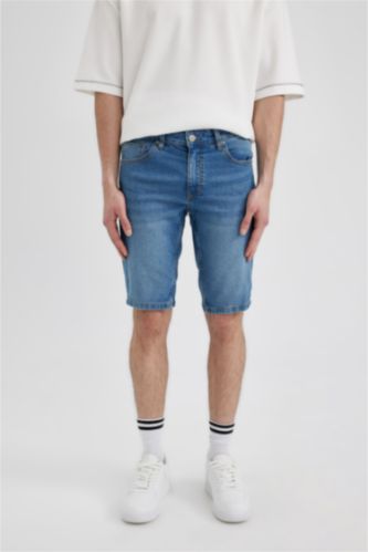Slim Fit Denim Bermuda Shorts