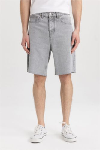 Loose Fit Denim Bermuda Shorts