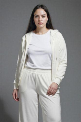 Relax Fit Hooded Basic Thick Zippered Sweatshirt