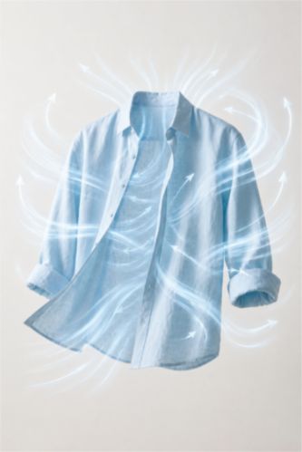 MAN Light Blue Linen Long Sleeve Shirt