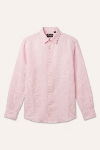 MAN Pink Linen Long Sleeve Shirt