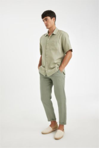 Men Khaki Crop Trousers