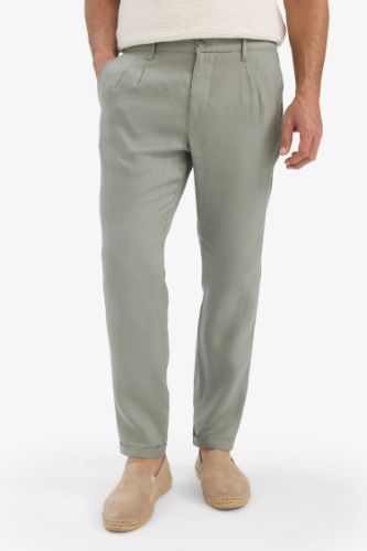 %100 Keten Normal Kesim Crop Duble Paça Yazlık Kumaş Pantolon