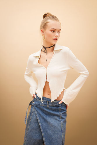 Fitted Long Sleeve Crop Shirt