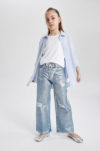 Girl Wide Leg Ripped Detailed Trousers