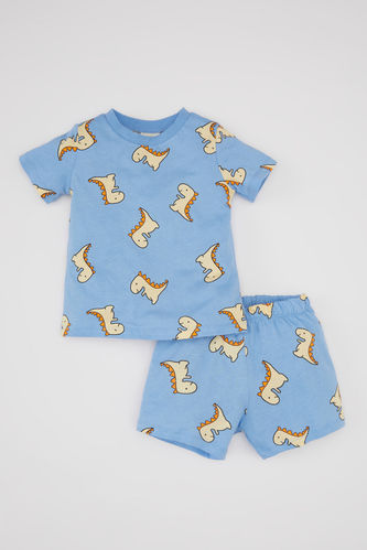 Erkek Bebek Dinazor Baskılı Kısa Kollu Penye Pijama Takımı
