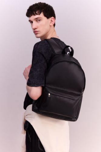 Man Faux Leather Backpack