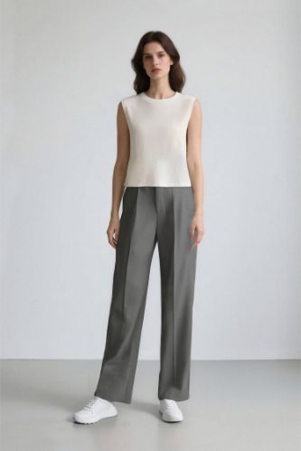 Wide Leg Pensli Klasik Palazzo Pantolon Geniş Bol Paça Basic Düz Uzun Boy Yüksek Bel Cepli