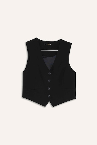 V-Neck Classic Black Blazer Vest