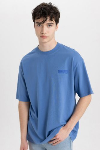 Comfort Regular Fit Rahat Kalıp Bisiklet Yaka Baskılı Kısa Kollu Tişört