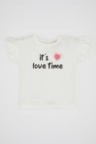 Baby Girl Slogan Printed Short Sleeve T-Shirt