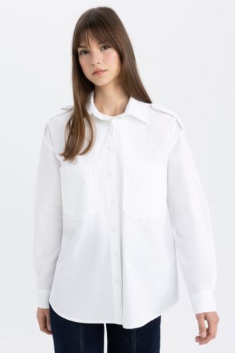 Relax Fit Poplin Uzun Kollu Tesettür Gömlek Tunik
