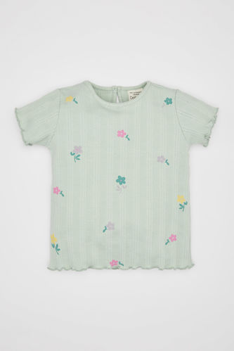 Baby Girl Floral Ribbed Camisole T-Shirt