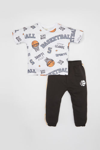 Baby Boy Sport Printed Cotton 2 Piece T-Shirt Sweatpants Set