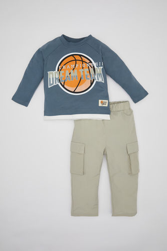 Baby Boy Sport Printed Cotton T-Shirt Trousers 2 Piece Set