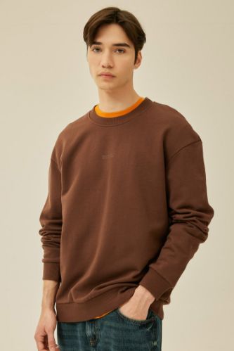 Boxy Fit Bisiklet Yaka Baskılı Sweatshirt
