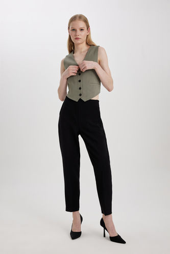 Carrot Fit Ankle Length With Pockets Trousers