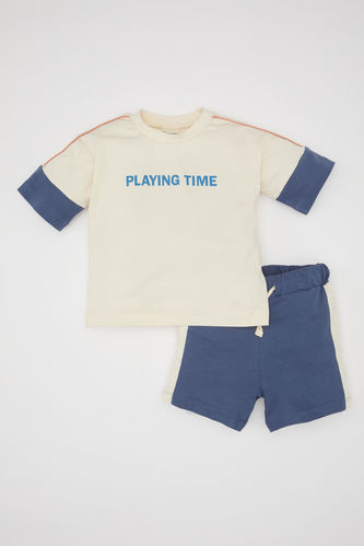 Baby Boy Printed Cotton T-Shirt Shorts 2 Piece Set