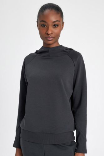 DeFactoFit Standart Fit Kapüşonlu Skuba Dalgıç Kumaş Sporcu Basic Düz Sweatshirt