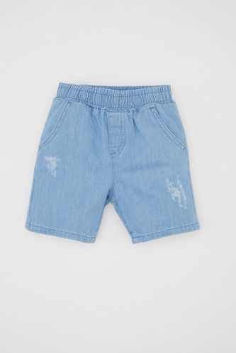 Baby Boy Label Printed Jean Shorts
