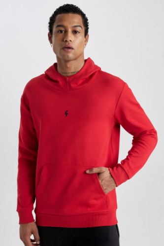 DeFactoFit Standart Fit Kapüşonlu Skuba Dalgıç Kumaş Cepli Sporcu Sweatshirt