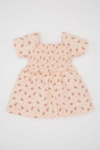 Kız Bebek Çiçekli Kısa Kollu Elbise
