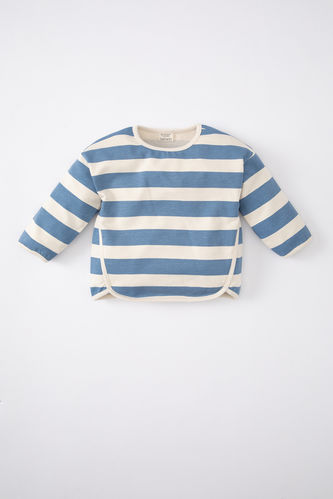 Baby Girl Crew Neck Striped Sweatshirt