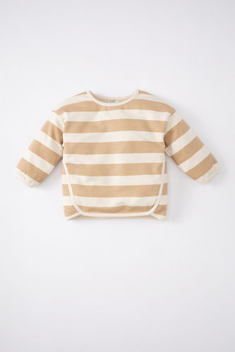 Baby Girl Regular Fit Crew Neck Striped Sweatshirt