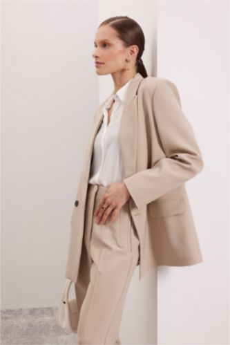 Kadın Bej Oversıze Blazer Ceket