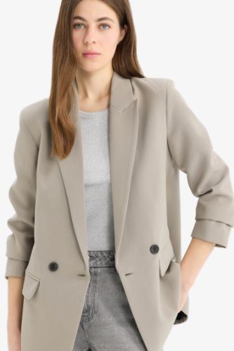 Oversize Geniş Kalıp Ceket Yaka Cepli Düğmeli Blazer Ceket