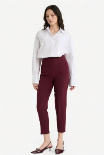 Carrot Fit  Fermuarlı Yüksek Bel Dar Paça Crop Pantolon