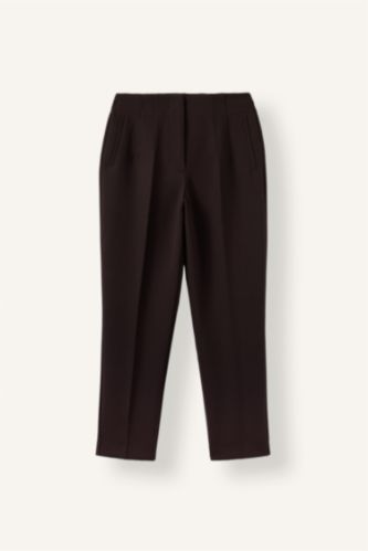 Women Brown High Waist Carrot Fit Trousers