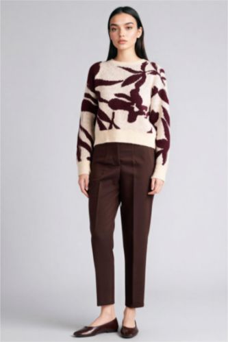 Woman Brown Carrot Fit Super Skinny Hem Zipper Trousers