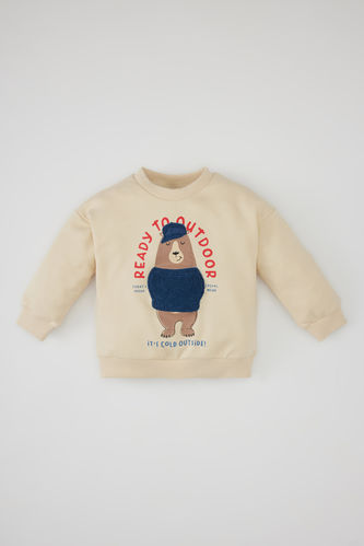 Baby Boy Crew Neck Animal Patterned Thin Sweatshirt