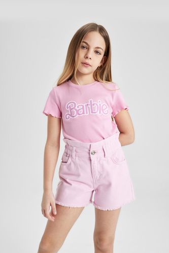 Kız Çocuk Barbie Crop Kısa Kollu Tişört