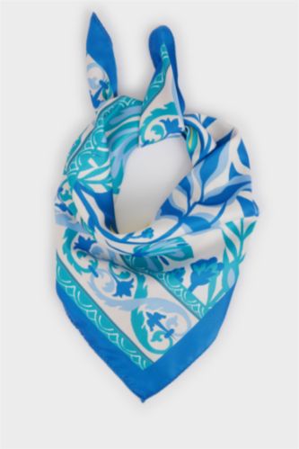 Kadın Açık Mavi Kadın Etnik Desenli Fular