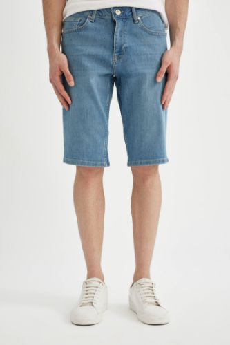 Slim Fit Dar Kesim Jean Bermuda Şort