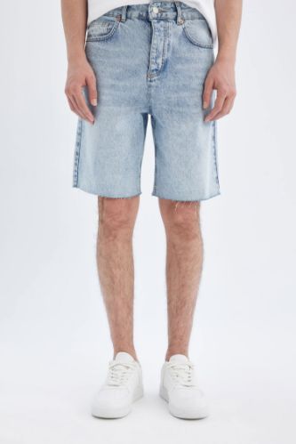Loose Fit Jean Bermuda Şort