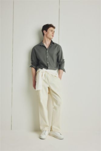 MAN Beige Wide Leg Trousers