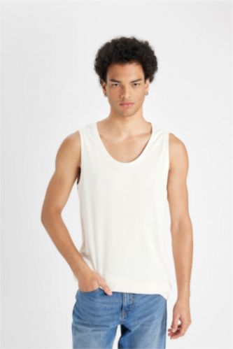 Slim Fit Crew Neck Ribbed Tank Top