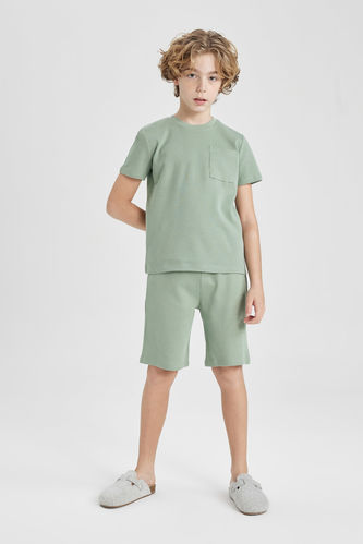 Boy Waffle Short Sleeve 2 Piece Pajama Set