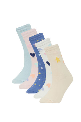 Girl 5 Piece Cotton Long Socks