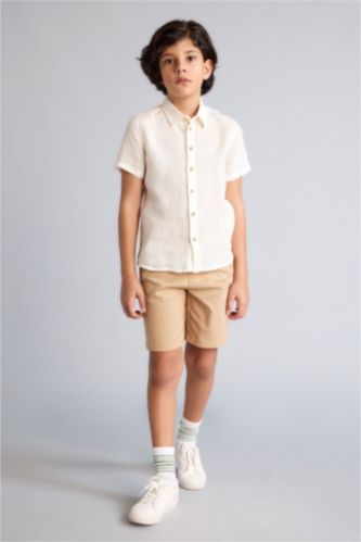 Erkek Çocuk - Genç Erkek Kum Gabardin Şort Erkek Çocuk