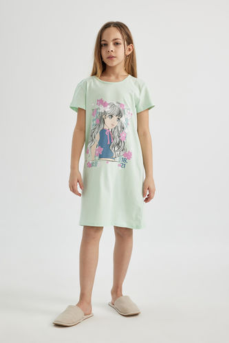 Girl Short Sleeve Printed Dress