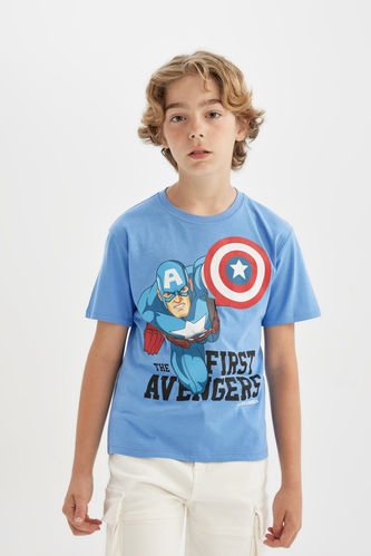 Ұлдарға Marvel Avengers Лицензиялық дөңгелек жаға қысқа жеңді Қысқа жеңді футболка