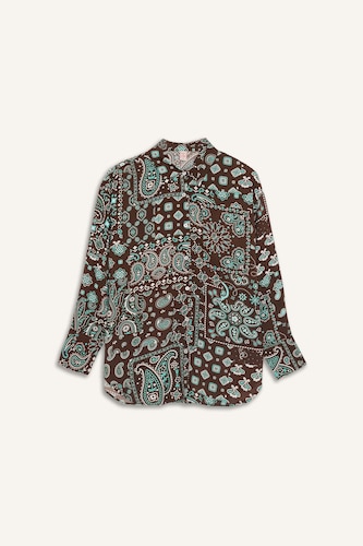 Regular Fit Paisley Patterned Viscose Beach Shirt