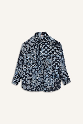 Regular Fit Paisley Patterned Viscose Beach Shirt