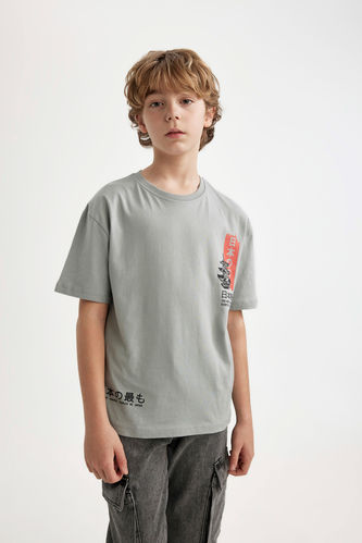 Boy Oversize Fit Crew Neck Printed T-Shirt