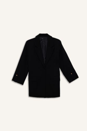 Loose Fit Ceket Yaka Basic Blazer Ceket