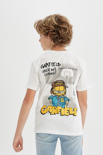 Erkek Çocuk Garfield Bisiklet Yaka Kısa Kollu Tişört